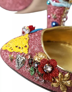 Dolce & Gabbana Rosa verschönert Pelz Mary Jane Pumps Schuhe