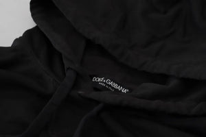 Dolce & Gabbana Schwarzes Baumwoll-Logo-Sweatshirt mit Kapuze Pullover