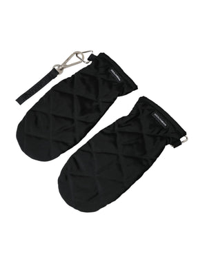 Dolce & Gabbana Schwarze gesteppte Nylon Handgelenk Länge Handschuhe