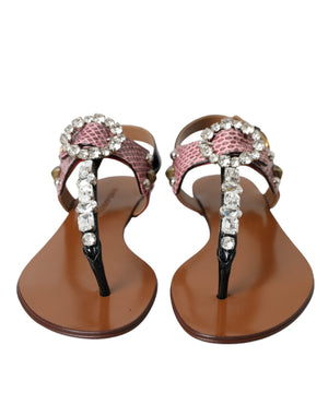 Dolce & Gabbana Multicolor Kristall Sandalen Flip Flops Schuhe