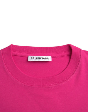 Balenciaga Pinkes Baumwoll-T-Shirt mit Rundhalsausschnitt und kurzen Ärmeln