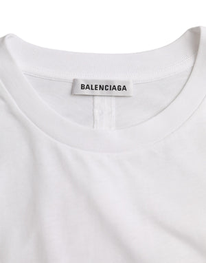 Balenciaga Weißes Baumwoll-T-Shirt mit Rundhalsausschnitt und kurzen Ärmeln