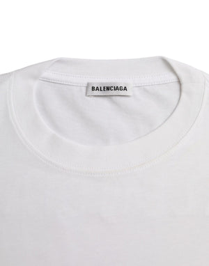 Balenciaga Weißes Baumwoll-T-Shirt mit Rundhalsausschnitt und kurzen Ärmeln