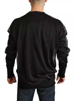 Dolce & Gabbana Schwarzer Logo-Crewneck-Langarmpullover