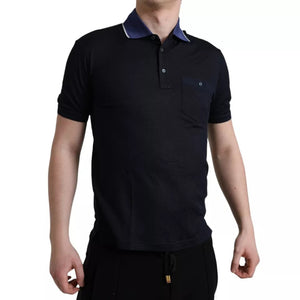 Dolce & Gabbana Marineblaues Polo-T-Shirt mit Kragen und kurzen Ärmeln