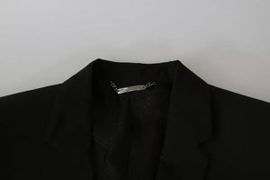 Dolce & Gabbana Schwarzer Wollblazer mit schmaler Passform und Kerbe