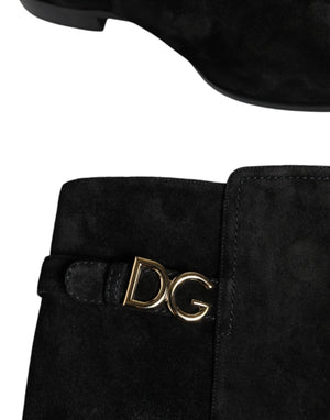 Dolce & Gabbana Schwarze kniehohe Stiefel aus Wildleder Schuhe