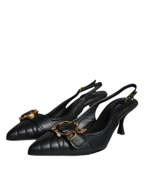 Dolce & Gabbana Schwarze Devotion Leder Slingback Pumps