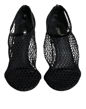 Dolce & Gabbana Schwarze Keira Sandalen aus Mesh und Leder