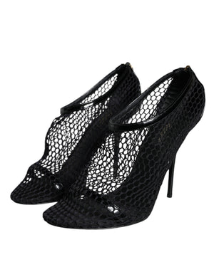 Dolce & Gabbana Schwarze Keira Sandalen aus Mesh und Leder