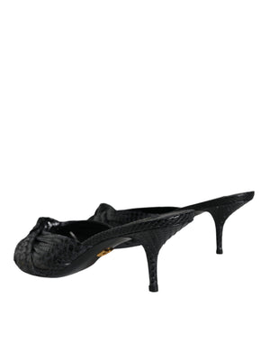 Dolce & Gabbana Schwarz Leder Absätze Sandalen Schuhe