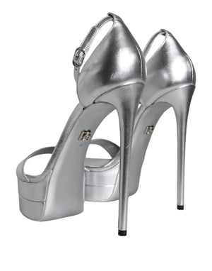 Dolce & Gabbana Silberne Leder-Plateau-Sandalen Keira