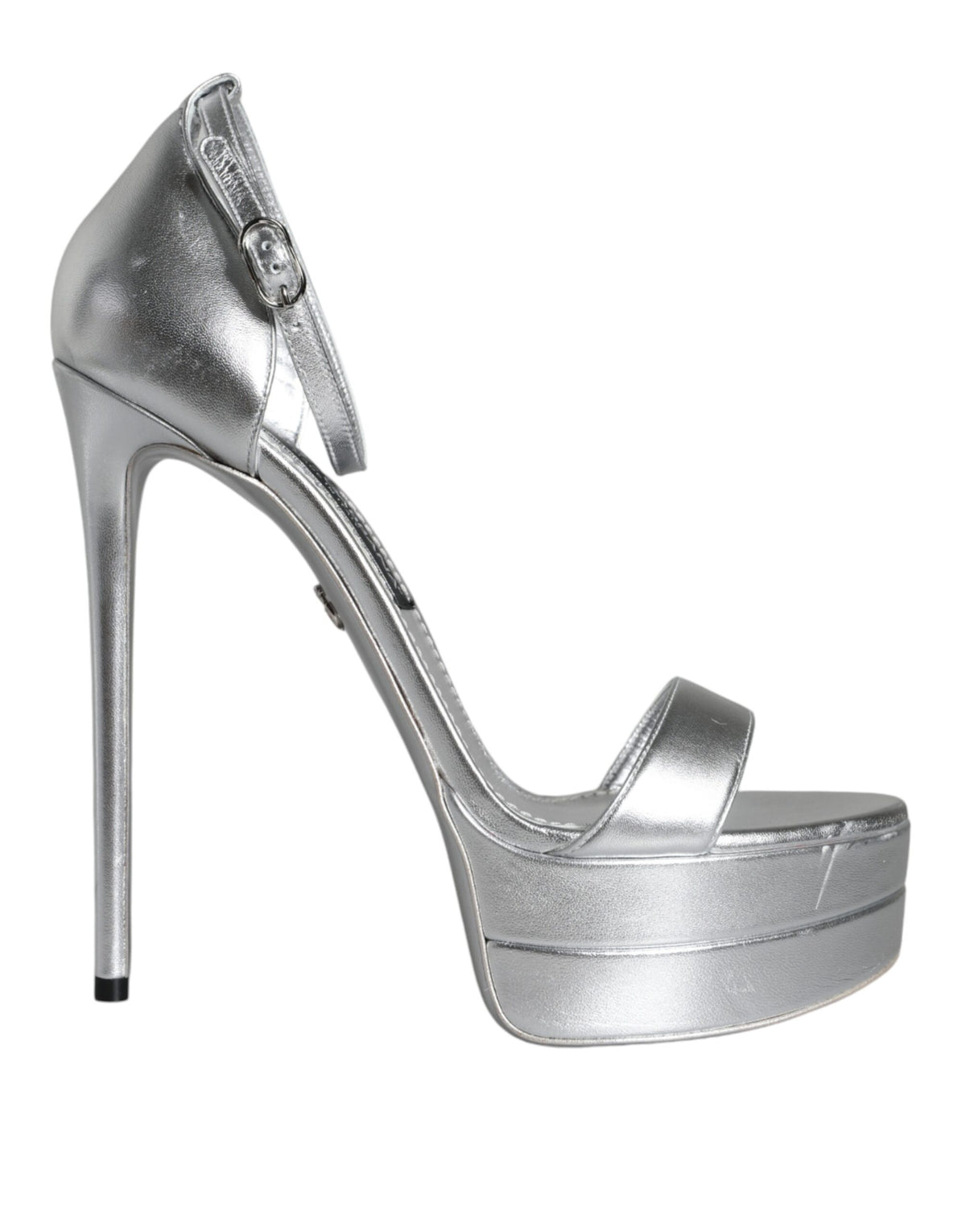 Dolce & Gabbana Silberne Leder-Plateau-Sandalen Keira