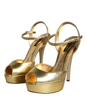 Dolce & Gabbana Gold Bette Leder Sandalen Pumps