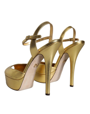 Dolce & Gabbana Gold Bette Leder Sandalen Pumps