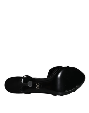 Dolce & Gabbana Schwarze Sandalen mit Kristall-Knöchelriemen