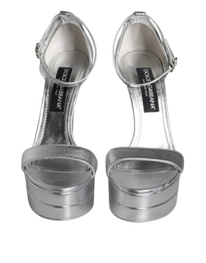 Dolce & Gabbana Silber KEIRA Heels Riemchensandalen Schuhe