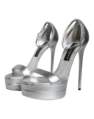 Dolce & Gabbana Silber KEIRA Heels Riemchensandalen Schuhe