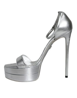 Dolce & Gabbana Silber KEIRA Heels Riemchensandalen Schuhe