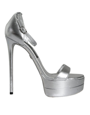 Dolce & Gabbana Silber KEIRA Heels Riemchensandalen Schuhe
