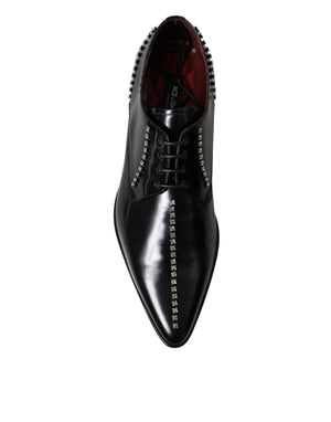 Dolce & Gabbana Schwarze Leder-Abendschuhe mit Kristallbesatz