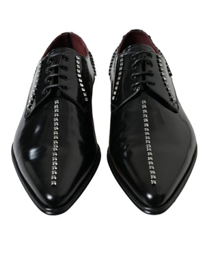 Dolce & Gabbana Schwarze Leder-Abendschuhe mit Kristallbesatz