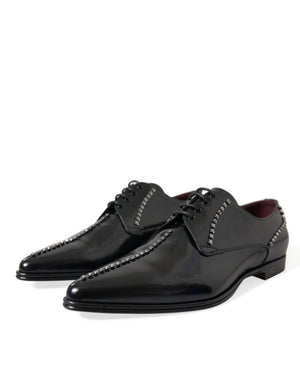 Dolce & Gabbana Schwarze Leder-Abendschuhe mit Kristallbesatz
