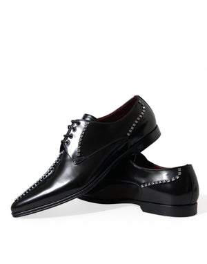 Dolce & Gabbana Schwarze Leder-Abendschuhe mit Kristallbesatz