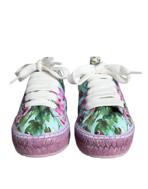 Dolce & Gabbana Mehrfarbige Canvas-Espadrille-Sneaker mit Blumenmuster