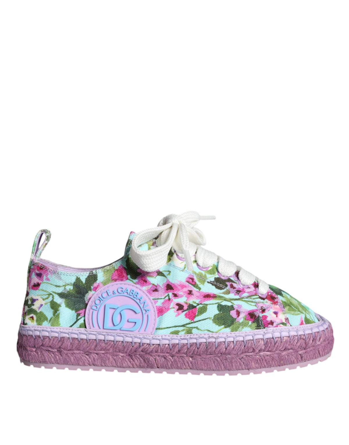 Dolce & Gabbana Mehrfarbige Canvas-Espadrille-Sneaker mit Blumenmuster