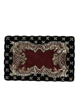 Dolce & Gabbana Abendtasche aus bordeauxrotem Samt mit goldfarbenem Rahmen