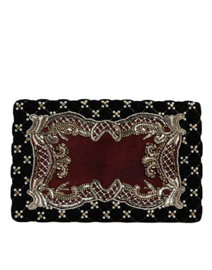 Dolce & Gabbana Abendtasche aus bordeauxrotem Samt mit goldfarbenem Rahmen