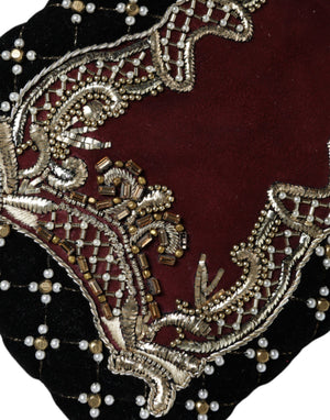 Dolce & Gabbana Abendtasche aus bordeauxrotem Samt mit goldfarbenem Rahmen