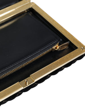 Dolce & Gabbana Abendtasche aus bordeauxrotem Samt mit goldfarbenem Rahmen