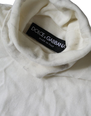Dolce & Gabbana Pullover-Pullover aus weißer Wolle mit Rollkragen
