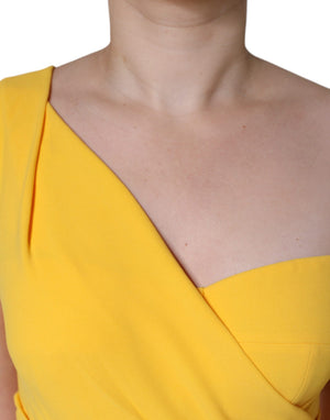 Dolce & Gabbana Gelbes Midikleid mit Seitenschlitz und einer Schulter