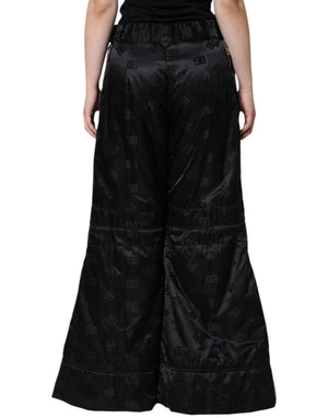 Dolce & Gabbana Schwarze gesteppte High-Waist-Hose mit weitem Bein für Damen