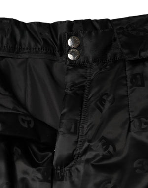 Dolce & Gabbana Schwarze gesteppte High-Waist-Hose mit weitem Bein für Damen