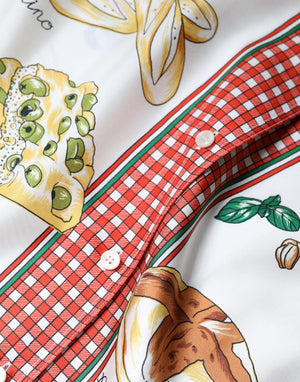 Dolce & Gabbana Bluse mit Kragen und mehrfarbigem Brot-Print