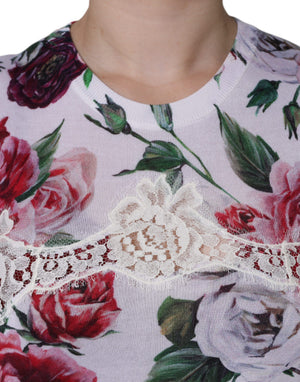Dolce & Gabbana Weißes Seiden-Top mit floraler Spitze, ärmellos