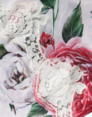 Dolce & Gabbana Weißes Seiden-Top mit floraler Spitze, ärmellos