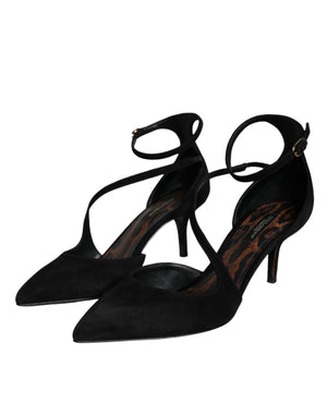 Dolce & Gabbana Schwarze Pumps mit Knöchelriemen aus Wildleder
