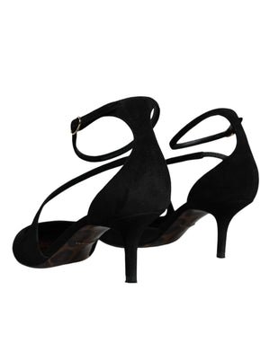 Dolce & Gabbana Schwarze Pumps mit Knöchelriemen aus Wildleder