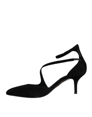 Dolce & Gabbana Schwarze Pumps mit Knöchelriemen aus Wildleder