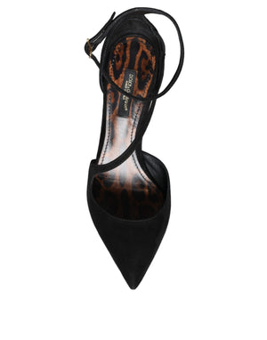 Dolce & Gabbana Schwarze Pumps mit Knöchelriemen aus Wildleder