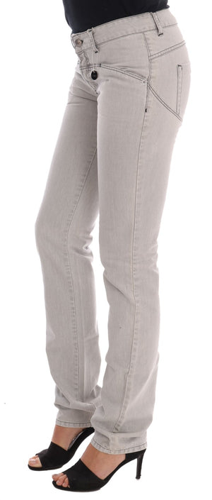 Costume National Graue Baumwollschlankjeans mit Waschung