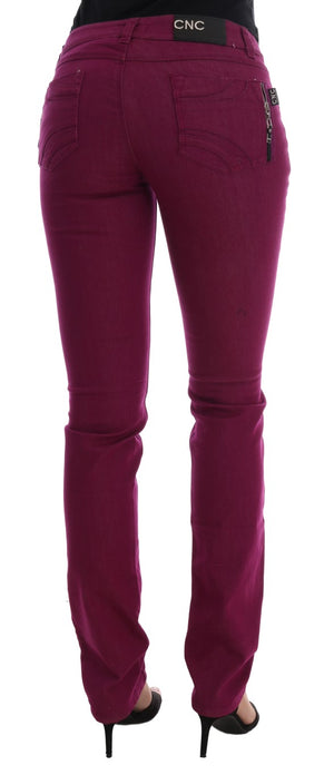Costume National Lila Baumwolle Stretch Slim Denim Jeans