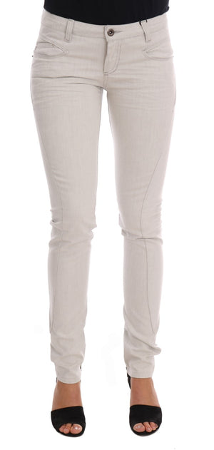 Costume National Weiße schmale Stretch-Jeans aus Baumwolle