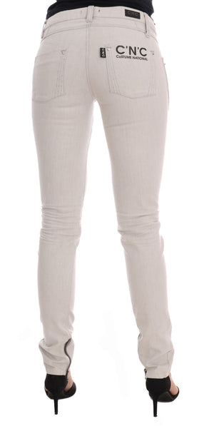 Costume National Weiße schmale Stretch-Jeans aus Baumwolle
