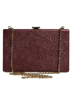 Dolce & Gabbana Maroon Leder Clutch Abend Crossbody Tasche